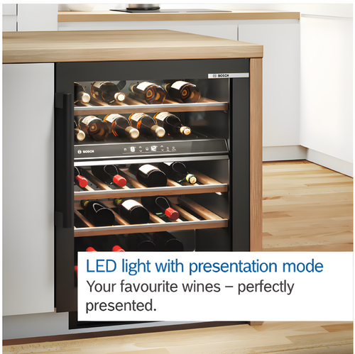 Bosch KUW20VHF0G - Black 21 Bottle Capacity Wine Cooler - F energy