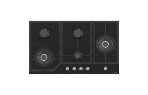 Teknix BITK290GH5B - Black Glass 90cm Gas Hob - 5 Burner