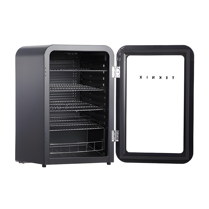 Teknix UC255LRGB - Black Under Counter Glass Door Fridge - 115L Capacity - F Energy