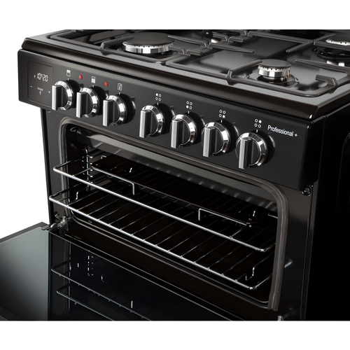 Rangemaster PROPL60DFFBL/C - Black/Chrome Dual Fuel Cooker - Double Oven - A Rated