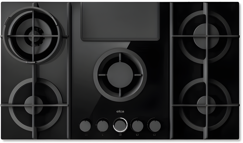 Elica NT-FLAME-EVO-BL - Black Venting Hob - 90cm 4 Zones - A Rated