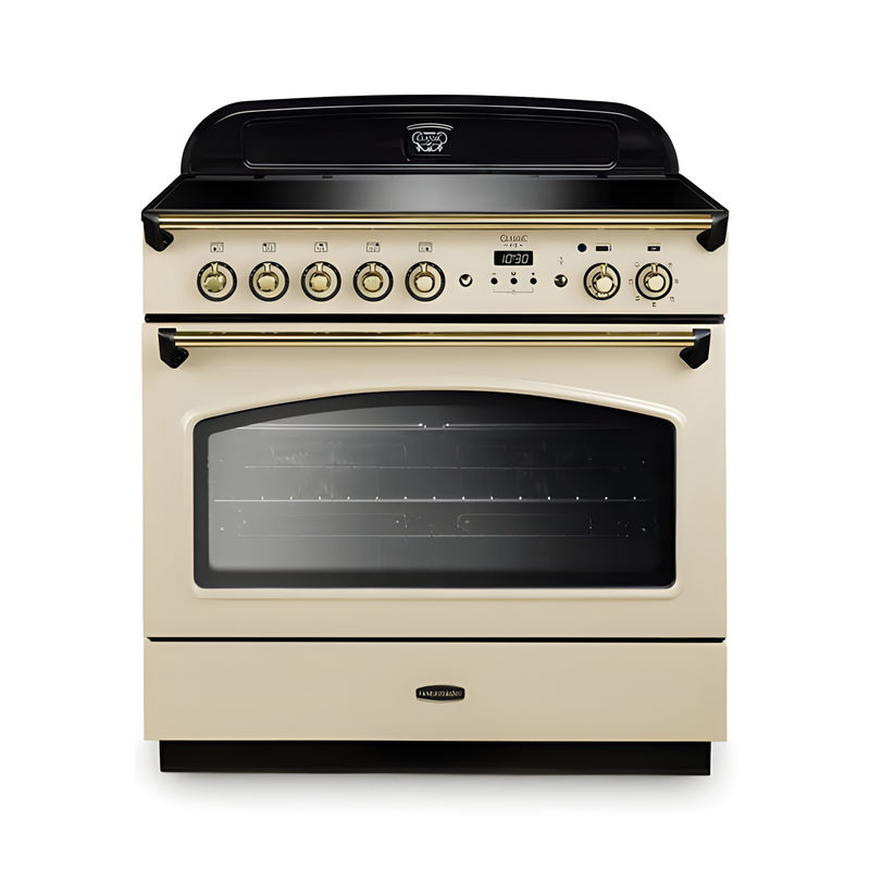 Rangemaster CLAS90FXEICR/B - Cream with Brass Range Cooker - 90cm Induction - A Energy