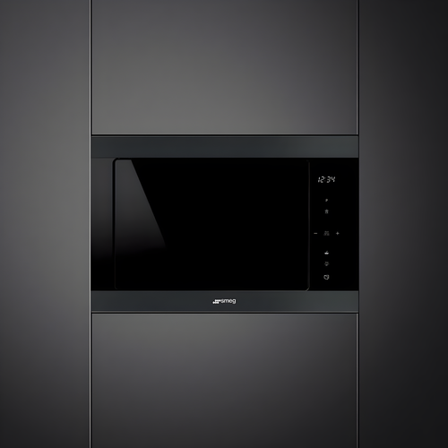 Smeg FMI325N - Matte Black 25L Built-In Microwave with Grill - 900W
