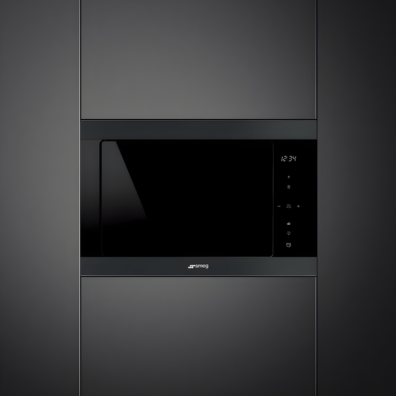 Smeg FMI325N - Matte Black 25L Built-In Microwave with Grill - 900W