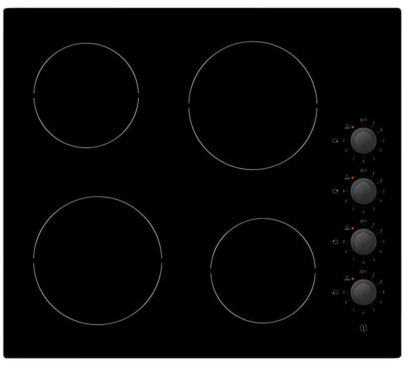 Statesman CHZ460D - Black 4 Zone Ceramic Hob