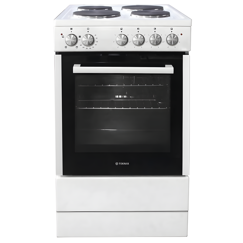 Teknix TKES54W - White 4 Zone Electric Single Oven - Manual cleaning - A energy