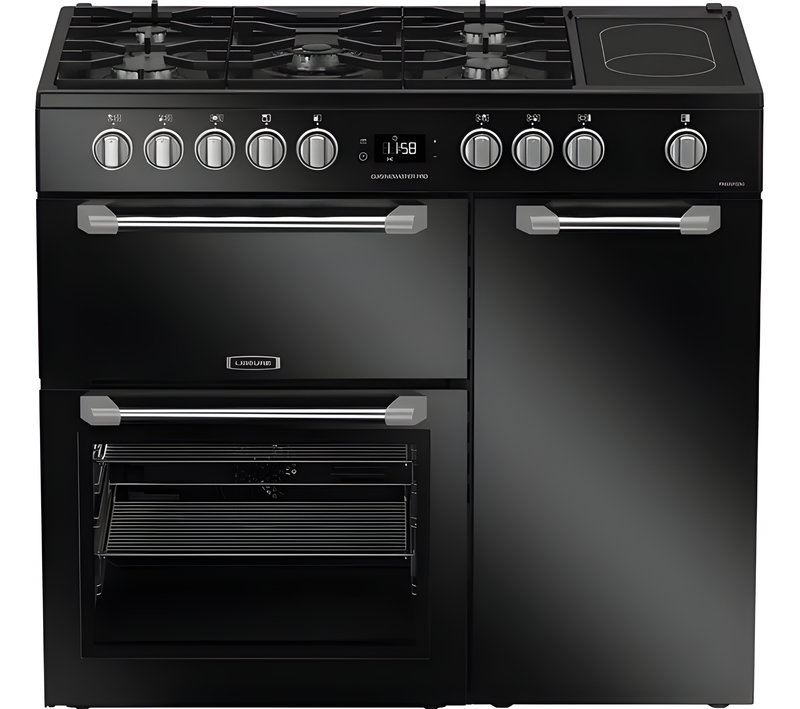 Leisure PR100F530K - Black 100cm Dual Fuel Range Cooker - 3 Ovens, 5 Burners, 75L Capacity - A Energy Rating