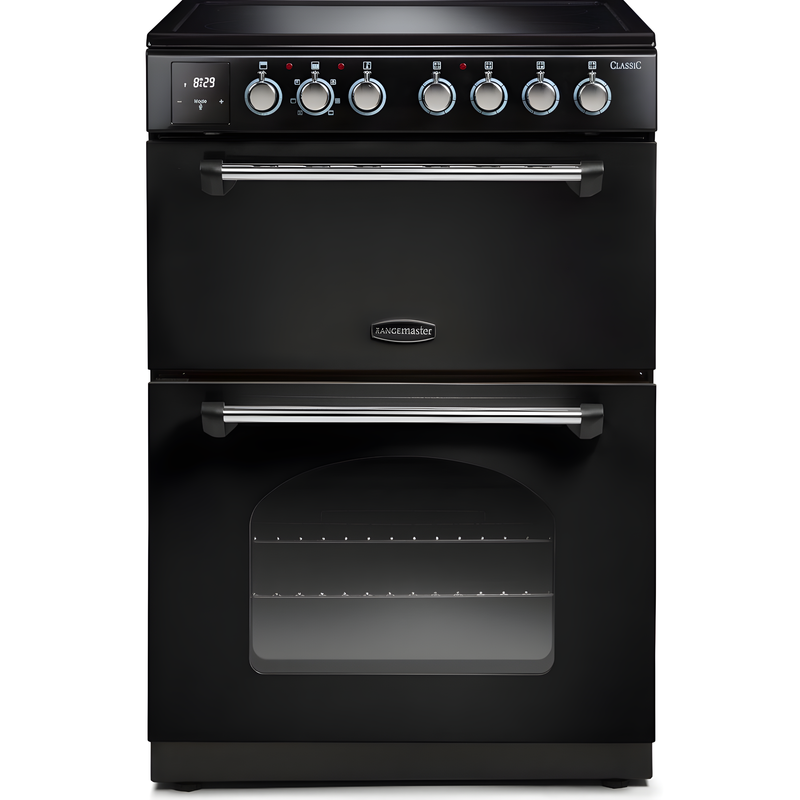 Rangemaster CLA60ECBL/C - Black Ceramic Electric Cooker - 69/39L Capacity - A Energy Rating