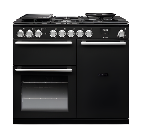 Rangemaster NEX100DFPCBL/CM1 - Charcoal Black 100cm Range Cooker - Dual Fuel - A Energy