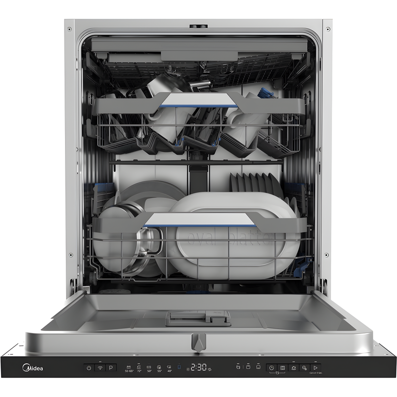 Midea MDWEB1403M(B)-WA-UK - Aluminium Fully Integrated Dishwasher - 14 Place Settings - C Energy