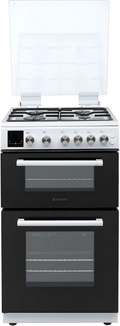 Teknix TKGD50W - White 50cm Freestanding Gas Cooker - Double Oven & Grill, 4 Burner Hob - A+ Energy