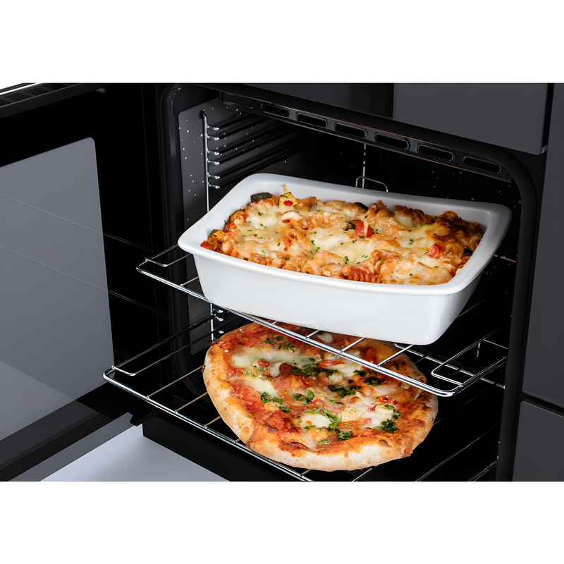 Rangemaster EDDLO110DFGBLK/CM1 Edge Deluxe 110cm Dual Fuel Black Glass/Chrome