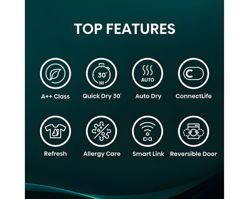 Hisense DH3S902BWCC - White 9KG Tumble Dryer - Heat Pump - A++ Energy