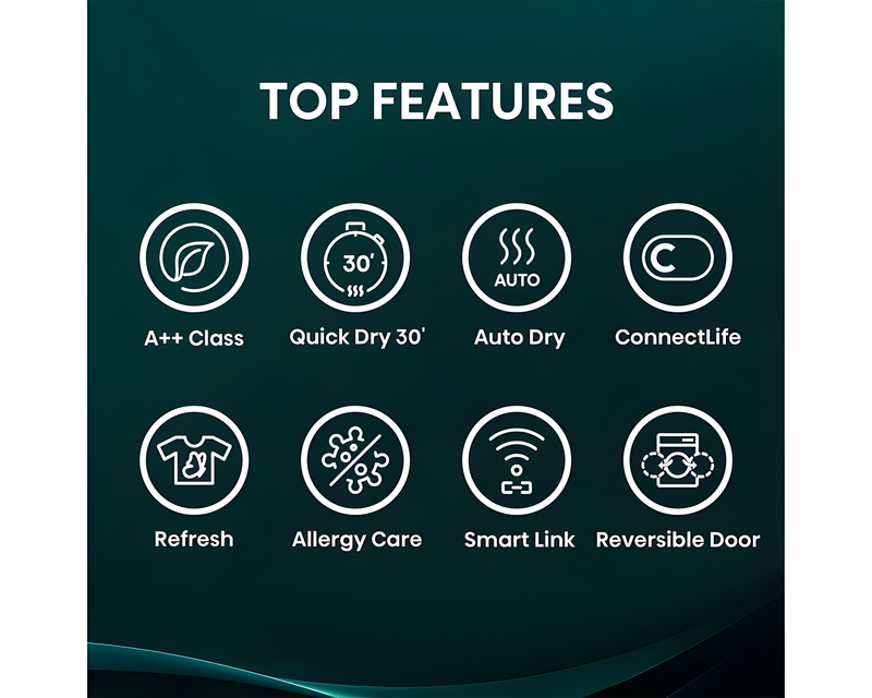 Hisense DH3S902BWCC - White 9KG Tumble Dryer - Heat Pump - A++ Energy