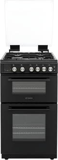 Teknix TKGD50B - Black 50cm Freestanding Gas Cooker - Double Oven & 4 Burner Hob - A+ Energy Rated