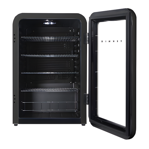 Teknix UC255LRGB - Black Under Counter Glass Door Fridge - 115L Capacity - F Energy