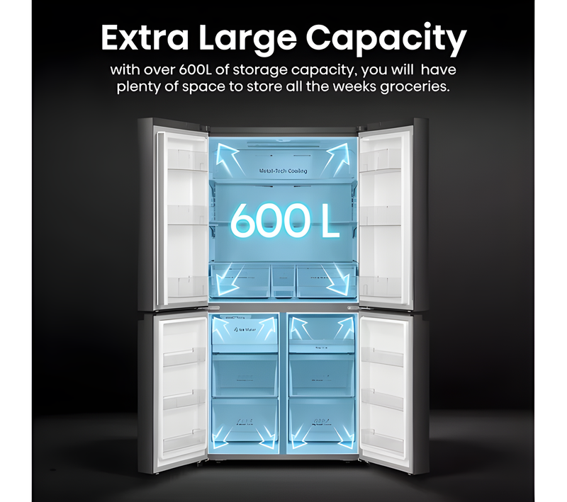 HISENSE RQ5X560SFLEF - Black American Fridge Freezer - 608L Capacity - E Energy Rating