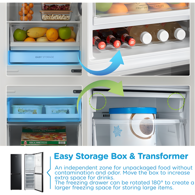 Midea MDRB379FGD30 - Black Fridge Freezer - 273L 60/40 Total No Frost - D Rated