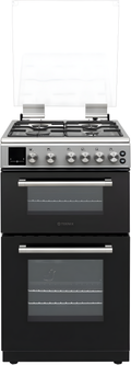 Teknix TKGD50X - Stainless Steel 50cm Freestanding Gas Cooker - Double Oven & 4 Burner Hob - A+ Energy