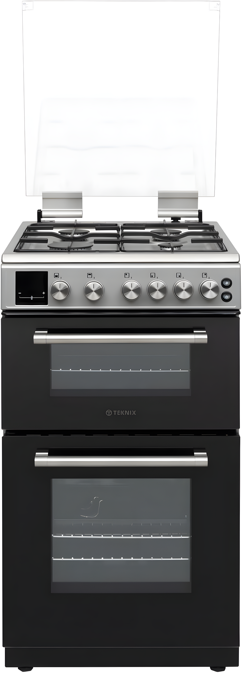 Teknix TKGD50X - Stainless Steel 50cm Freestanding Gas Cooker - Double Oven & 4 Burner Hob - A+ Energy