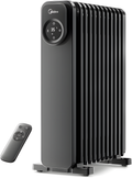 Midea MHO231R11BPB - Black Oil Filled Radiator - 11 Fins 2300W - Remote Control & LED Screen