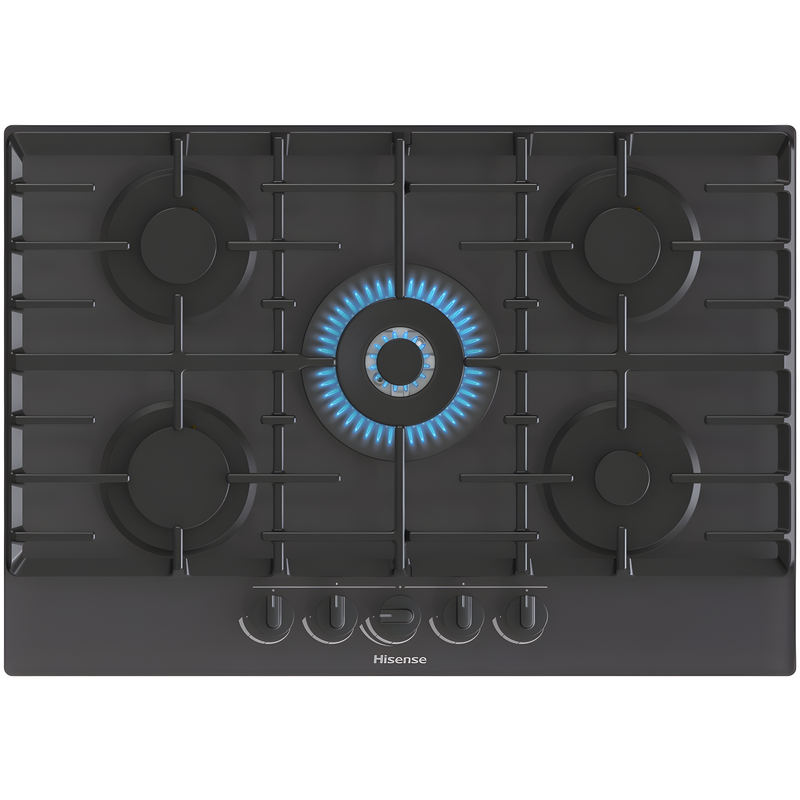 Hisense GG773B - Black Gas Hob - 5 Burners