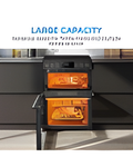 Midea MFO24EME4R118-BK - Black 60cm Double Oven Freestanding Cooker with Ceramic Hob - AA Rated