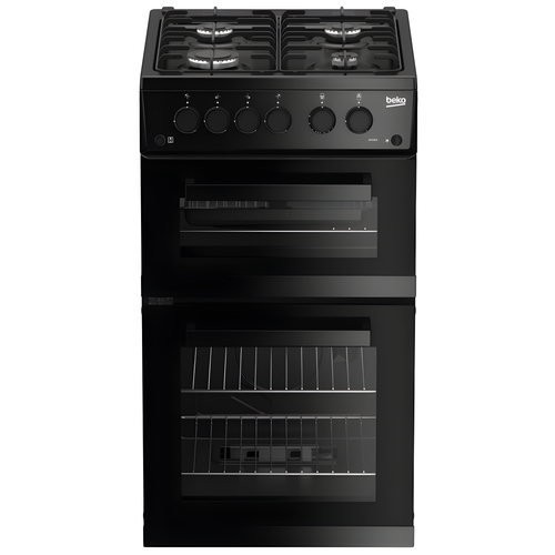 Beko KDG583K - Black 50cm Double Cavity Gas Cooker - 4 Burner Gas Hob - A+ Energy