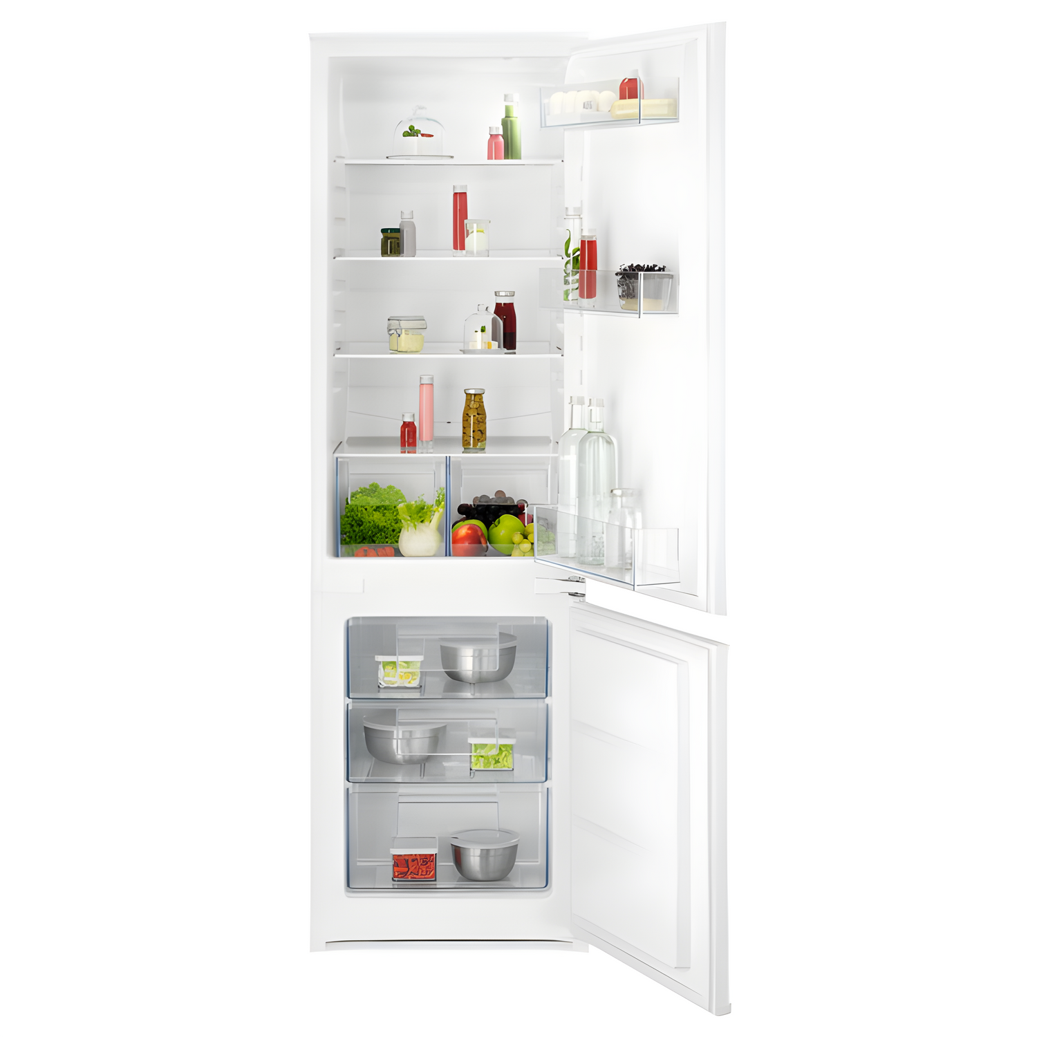 AEG NSC5S18ZES - White 70/30 Integrated Fridge Freezer - 271L - E Energy Rating
