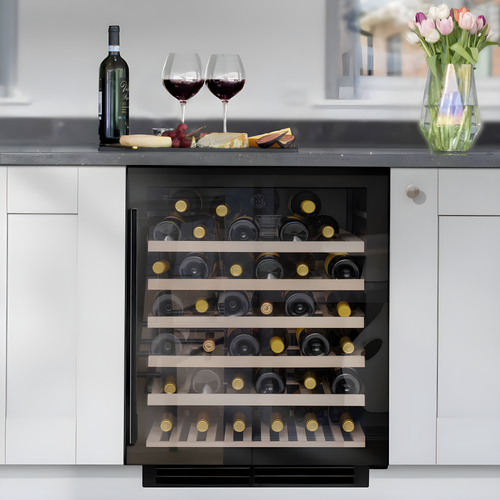 Caple WI6143BG - Black Built-in Wine Cooler - 52 Bottles - G Energy Rating