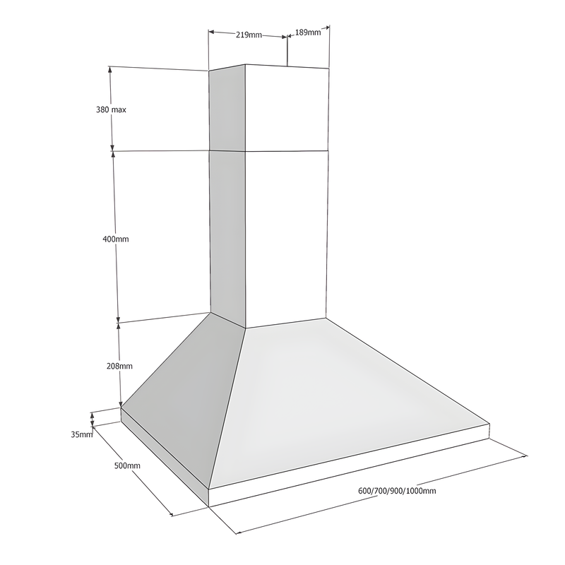 CDA ECH63BL - Black Chimney Extractor - 3 Speeds - C Energy Rating