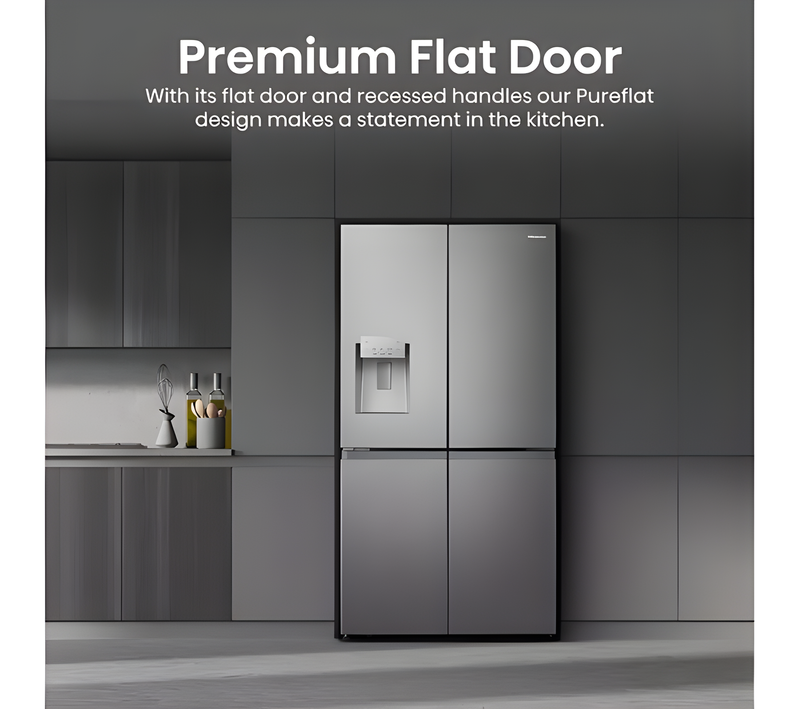HISENSE RQ760N4SASE - Stainless Steel American Fridge Freezer - 584L Total Capacity - E Energy Rating