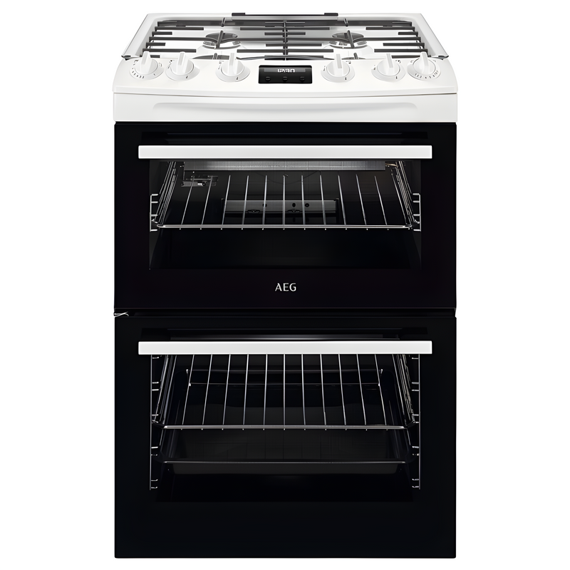 AEG CGX6130ACW - White 60cm Freestanding Gas Double Oven Cooker - Catalytic, 83L Main Oven - A Energy
