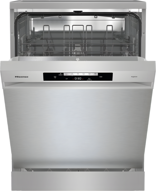 Hisense HS642D90XUK - Silver 14 Place Setting Freestanding Dishwasher - 60cm - 46 dB - D Energy