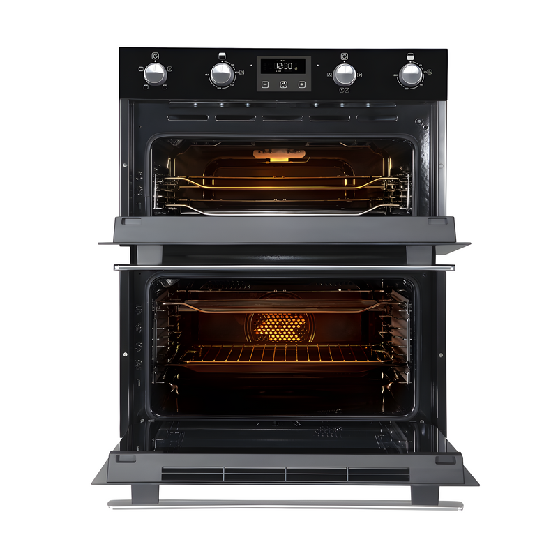 Belling BI702FPCT Blk 444444784 - Black Built under Electric Double Oven - A energy