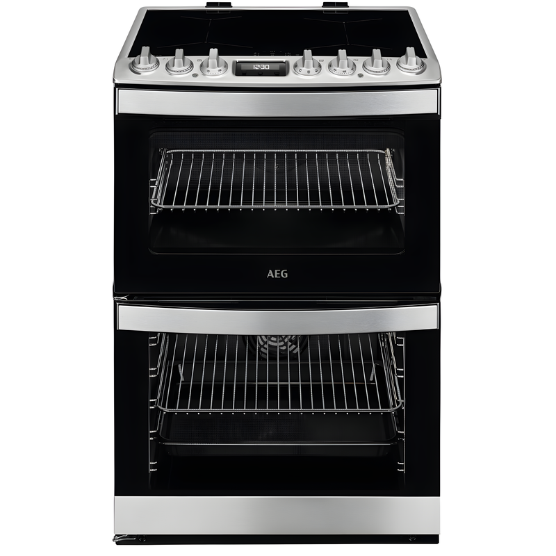 AEG CIB6743ACM - Stainless Steel Double Oven Electric Cooker with Induction Hob - 4 Zones - A Energy Rating