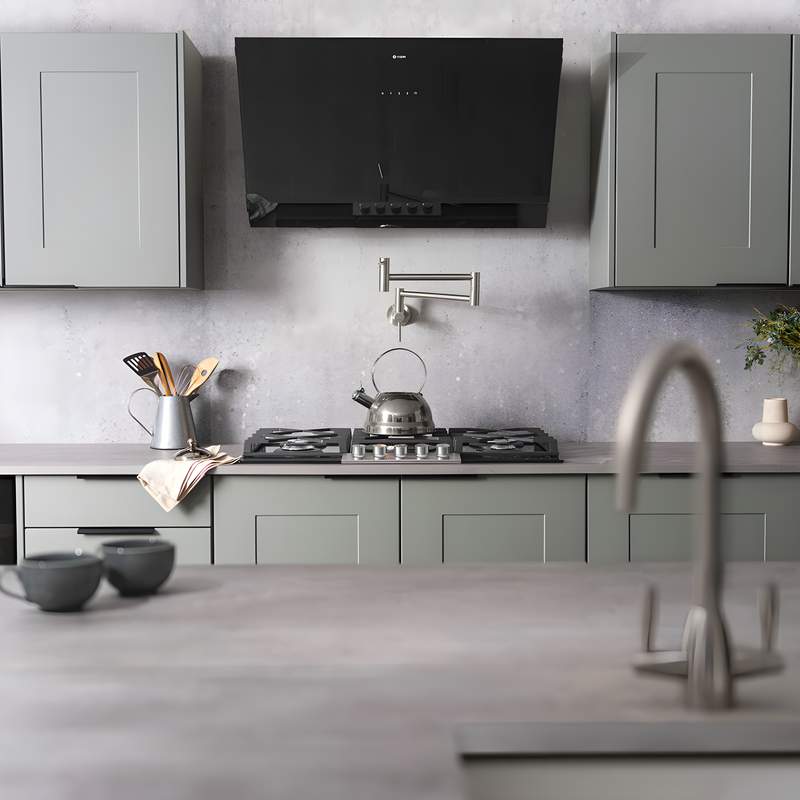 Caple ATA902 - Black Glass 90cm Chimney Cooker Hood - 648m³/h - A++ Energy
