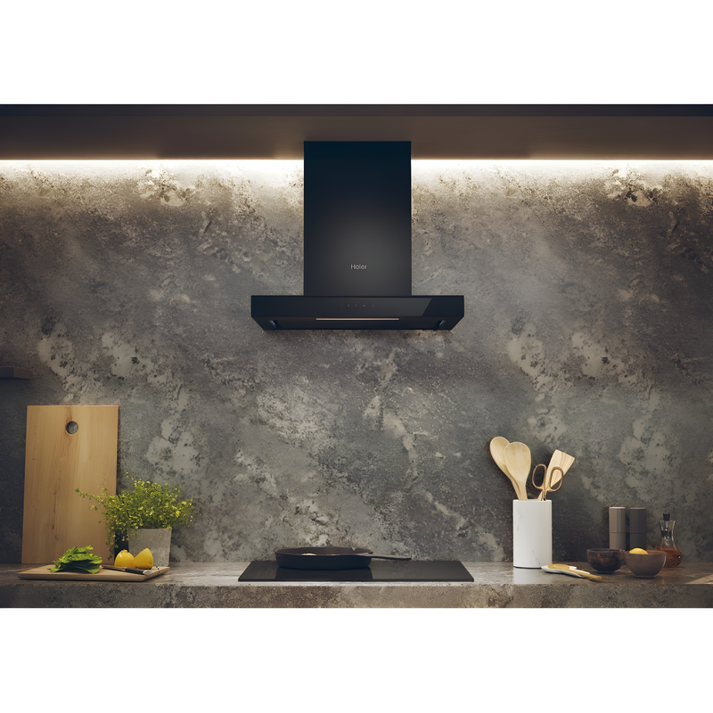 Haier HATS6CBS4B - Black 60cm Chimney Cooker Hood - A+ Energy Rated