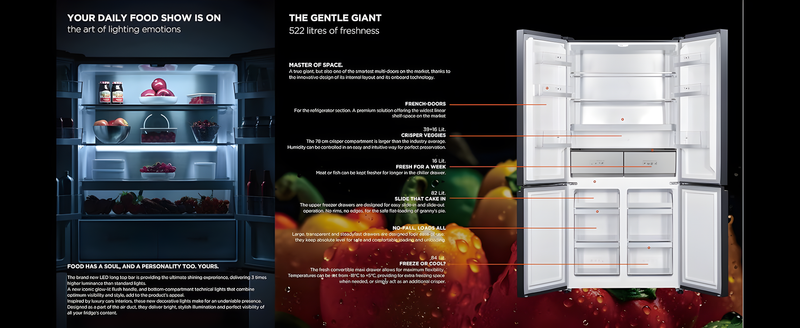 Teknix TMD19091SIBI - Stainless Steel American Fridge Freezer - 503L Capacity - E Energy Rating