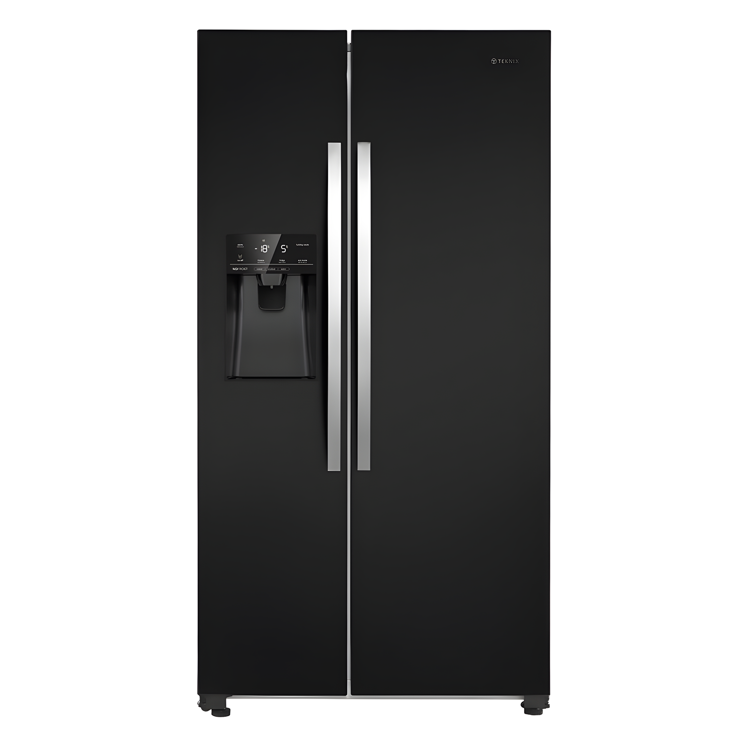 Teknix THSBS1791PLUBIX Black Steel 2 Door Side by Side Fridge Freezer - E rated Plumbed ice+water