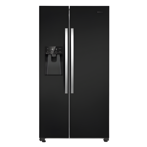 Teknix THSBS1791PLUBIX Black Steel 2 Door Side by Side Fridge Freezer - E rated Plumbed ice+water