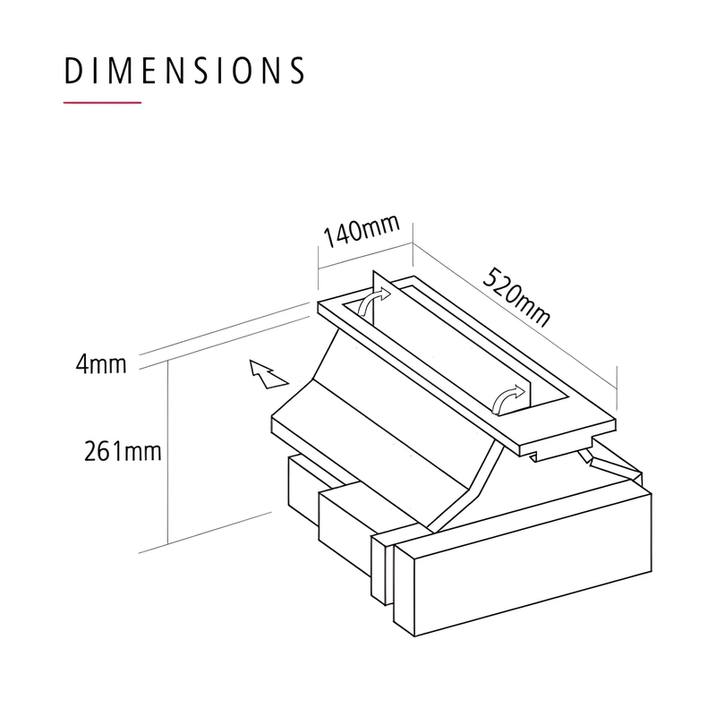 Caple DD523BK - Black 52cm Downdraft Extractor - 680 m³/h - A+++ energy