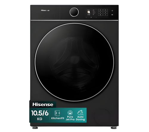 HISENSE WD5I1045BBQ - Black 10.5KG Washer Dryer - 1400 RPM - D Energy Rating
