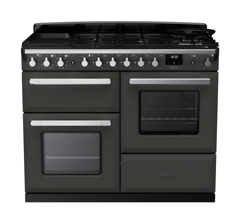 Rangemaster ESDLO110DFPSLT/CM1 Estel Deluxe 110cm Dual Fuel Slate/Chrome