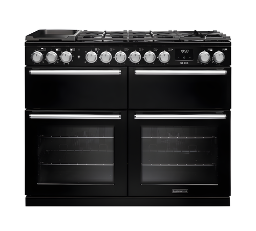 Rangemaster Nexus 110 NEXB110DFPCBL/CM1 - Charcoal Black Dual Fuel Range Cooker - 7 Zone - A Energy