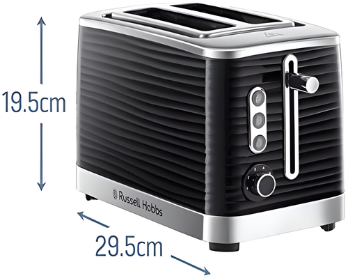 Russell Hobbs 24371 - Black 2 Slice Toaster - Extra Wide Slots - 1050W - Black