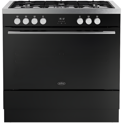 Belling RCA VISION SGL 90DF BSS 444412040 - Black 90cm Dual Fuel Range Cooker - 133L Single Cavity - A Energy