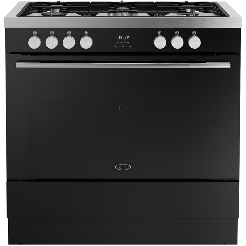 Belling RCA VISION SGL 90DF BSS 444412040 - Black 90cm Dual Fuel Range Cooker - 133L Single Cavity - A Energy