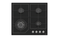 Teknix BITK260GHB - Black Glass 60cm Gas Hob - 4 Burners - 2 Year Warranty