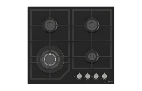 Teknix BITK260GHB - Black Glass 60cm Gas Hob - 4 Burners - 2 Year Warranty